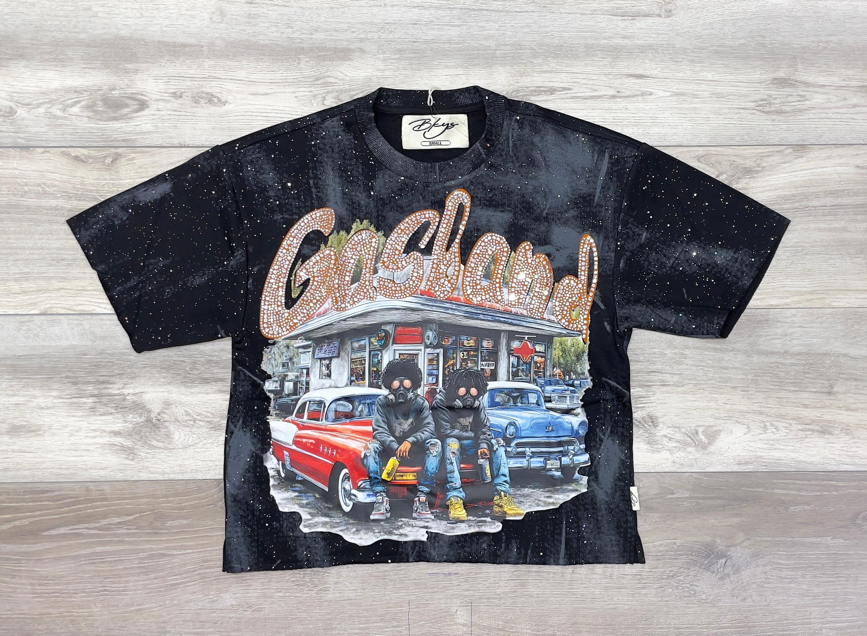 BKYS BLACK RHINESTONE GASLAND TEE