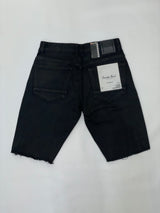 SMOKE RISE BLACK DISTRESSED DENIM SHORTS