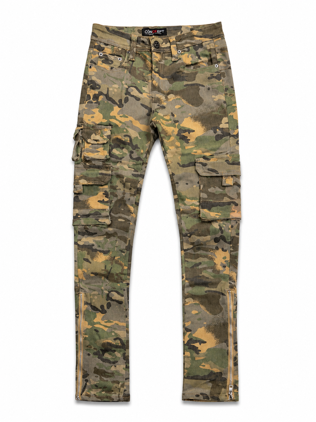 CONCEPT CAMO CARGO ZIPPER JEANS