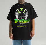 BLACK NEON GREEN ANGEL GRAPHIC T-SHIRT