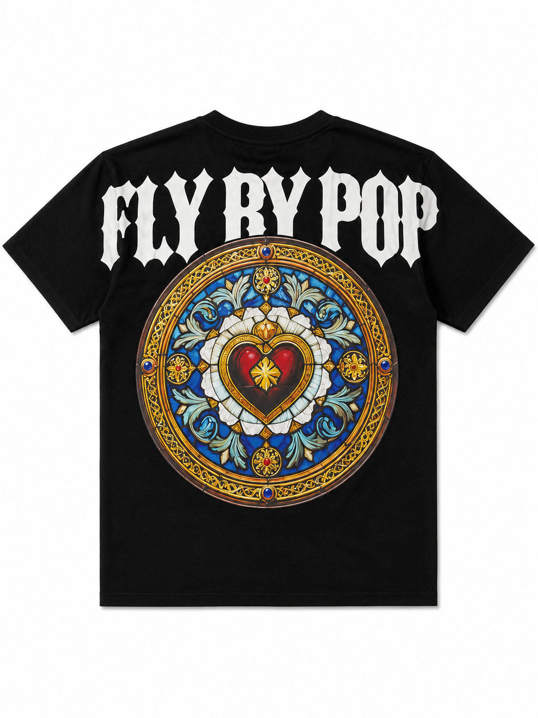 FLY BY POP BLACK STAINED HEART GRAPHIC TEE