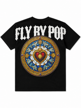 FLY BY POP BLACK STAINED HEART GRAPHIC TEE