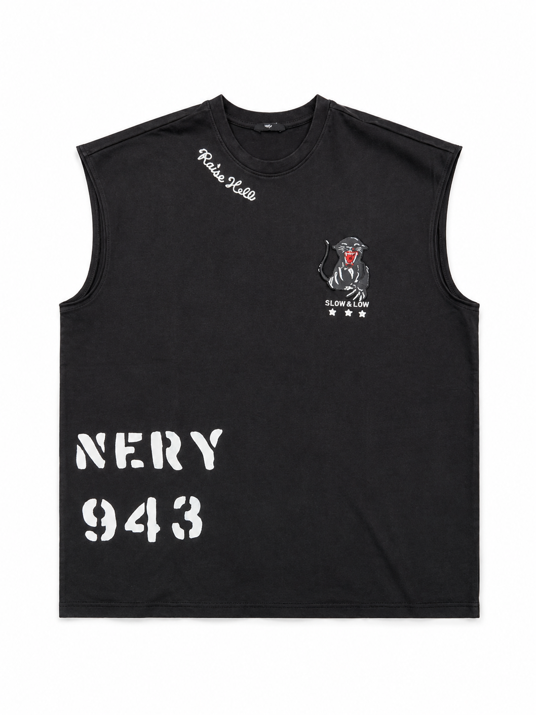 JORDAN CRAIG BLACK GRAPHIC SLEEVELESS TEE