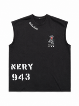 JORDAN CRAIG BLACK GRAPHIC SLEEVELESS TEE