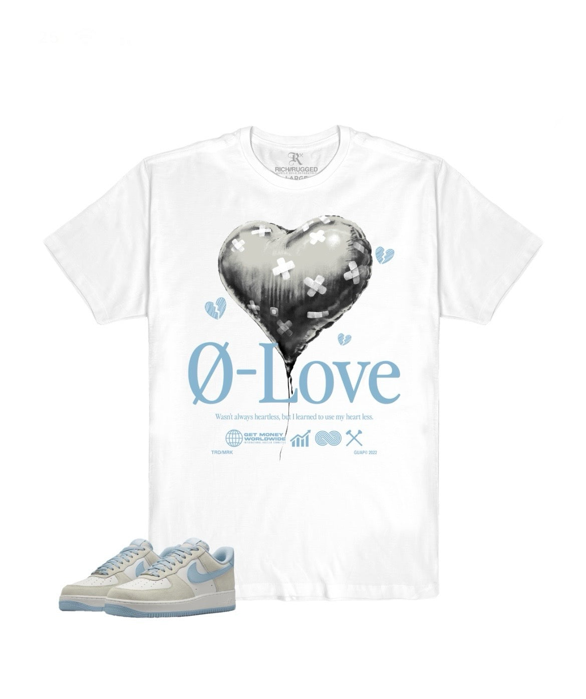 WHITE HEART GRAPHIC PRINT T-SHIRT