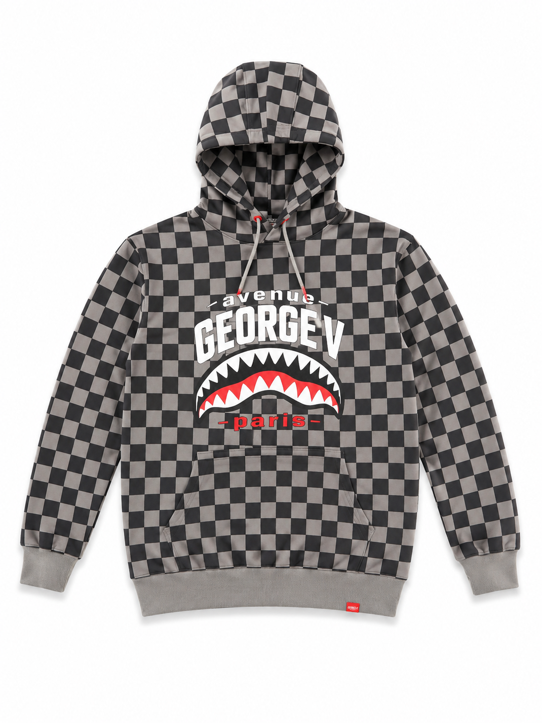 GEORGE V GREY & BLACK CHECKERBOARD SHARK HOODIE