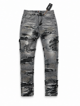 CONCEPT GREY DISTRESSED SCRIBBLE JEANS