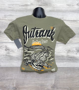 OLIVE GREEN T-SHIRT WITH CROCODILE PRINT