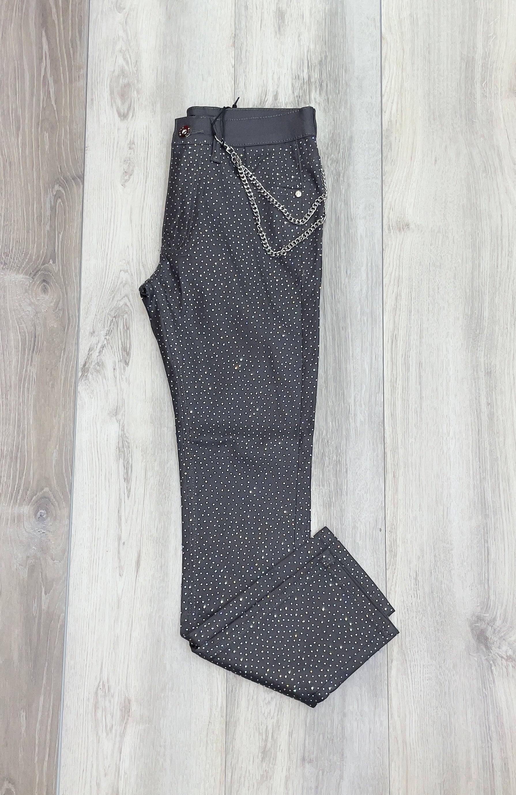 BLACK STUDDED CHAIN PANTS