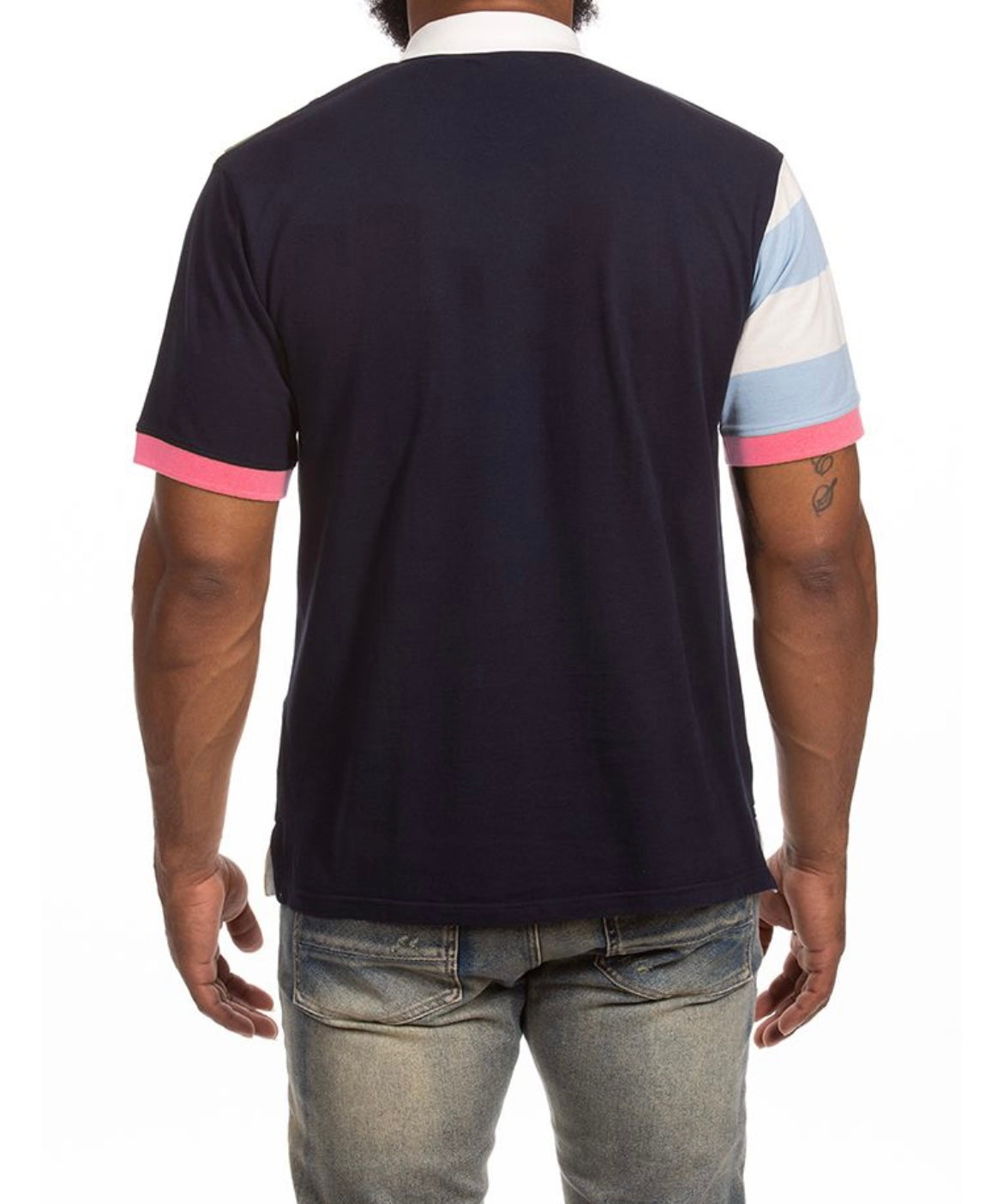 MULTICOLOR STRIPED COLOR BLOCK POLO SHIRT