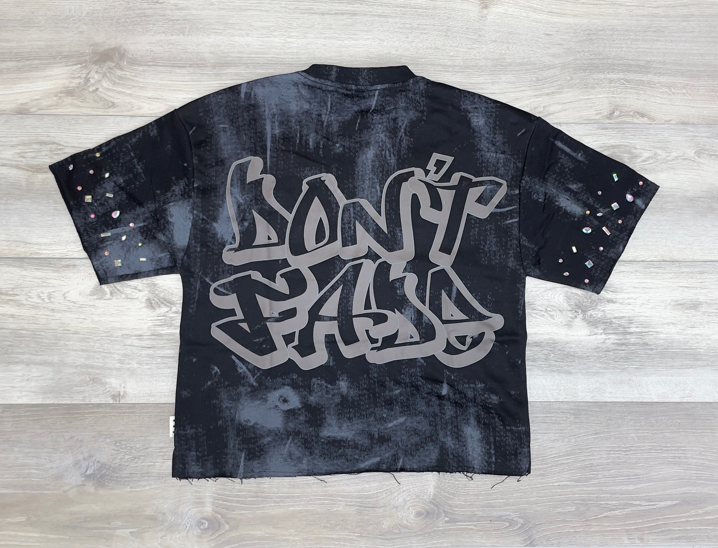 BKYS BLACK RHINESTONE STUDDED CROP TOP