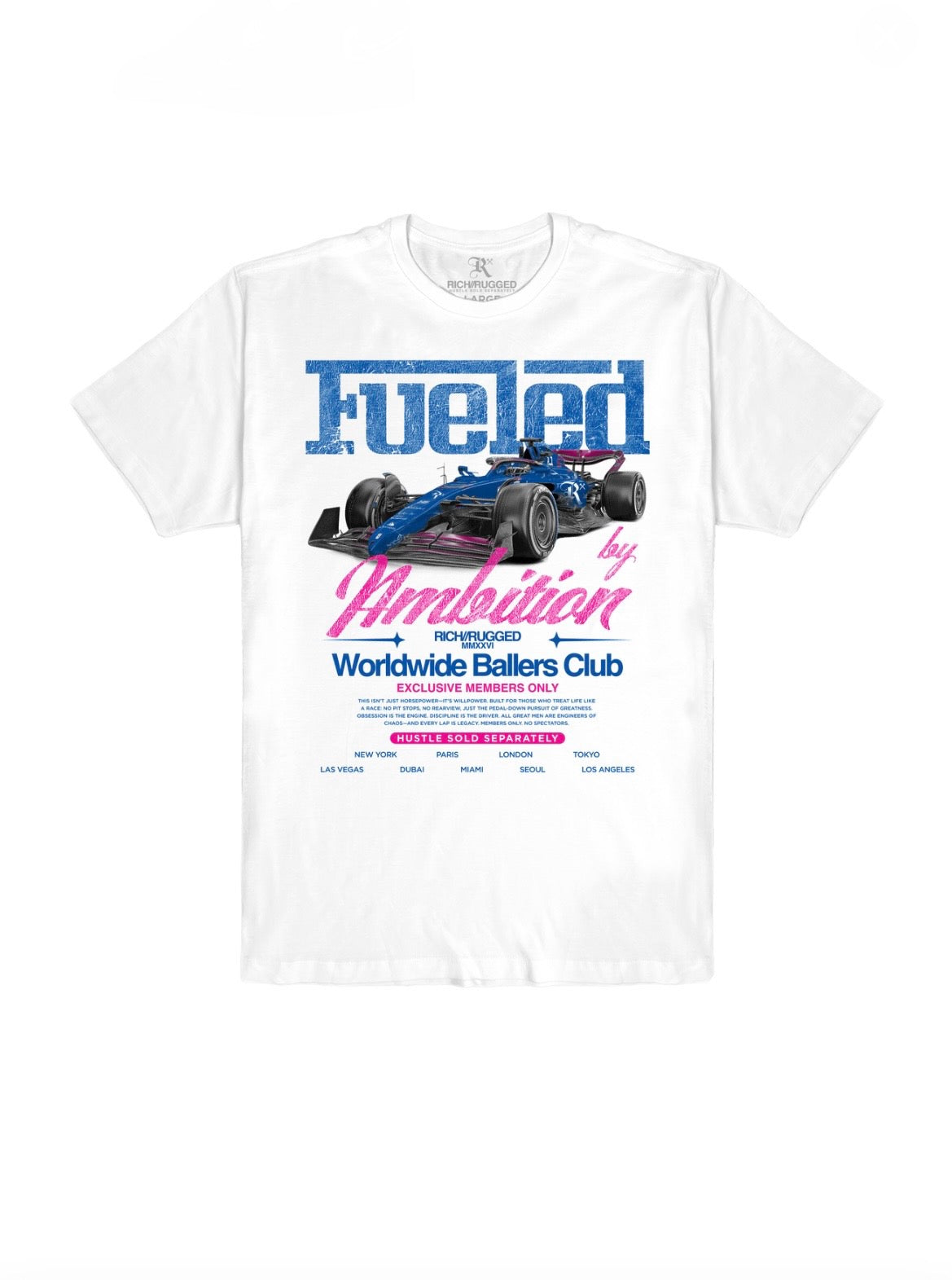 WHITE RACING GRAPHIC PRINT T-SHIRT