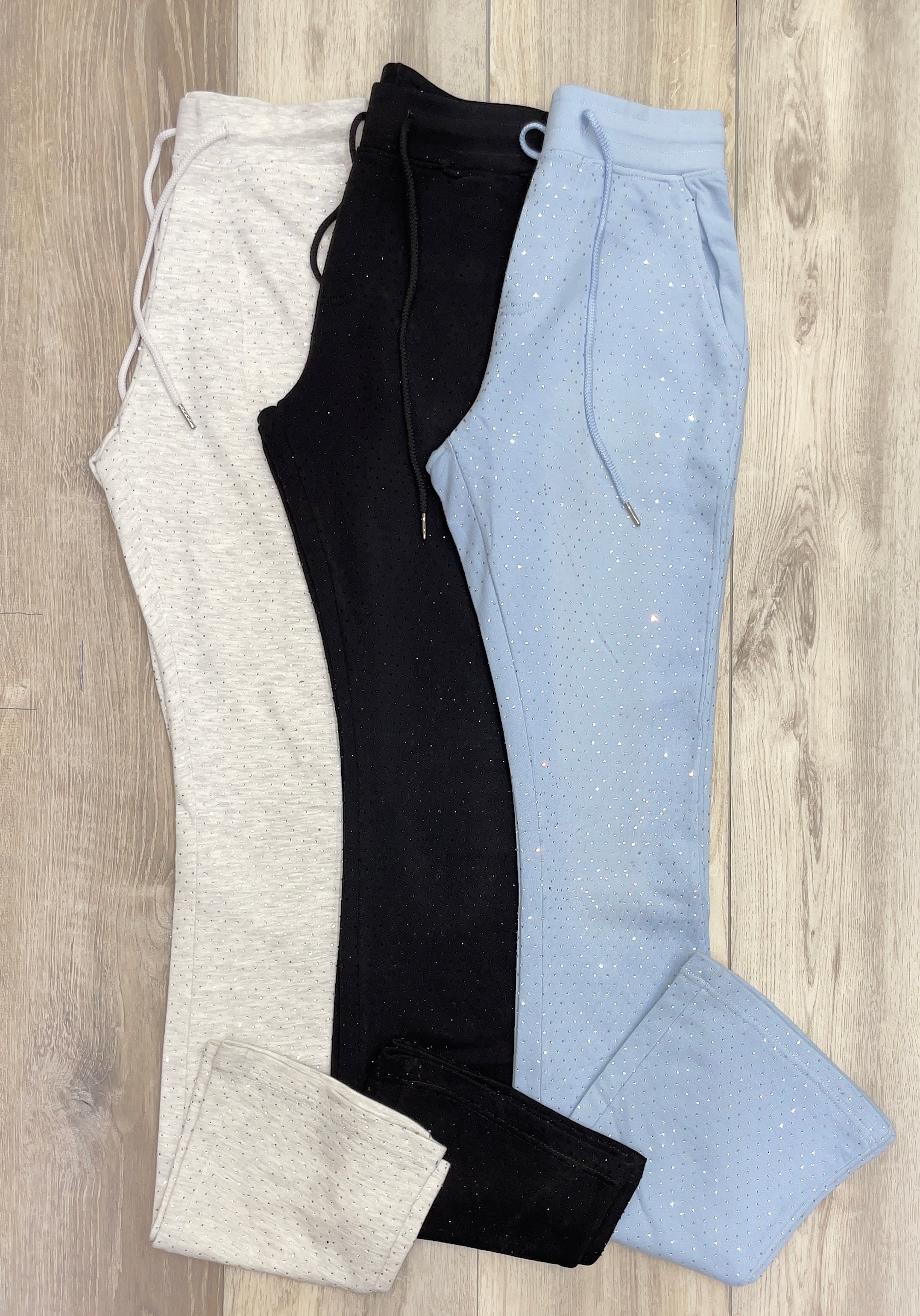 RHINESTONE FLARE SWEATPANTS
