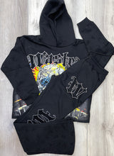 RHINESTONE FLARED SWEATPANTS