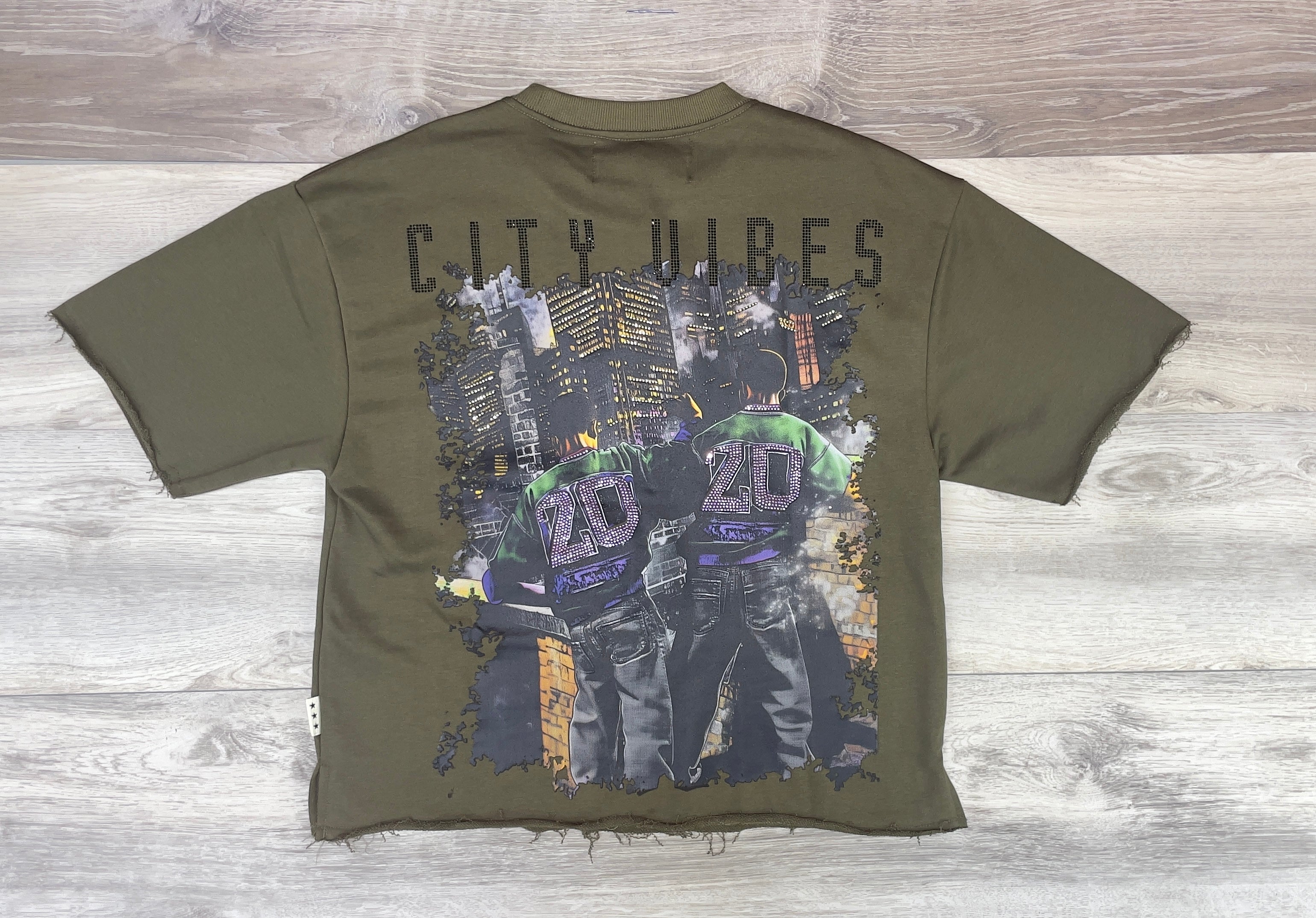 BKYS VIBE RHINESTONE TEE (ARMY GREEN)
