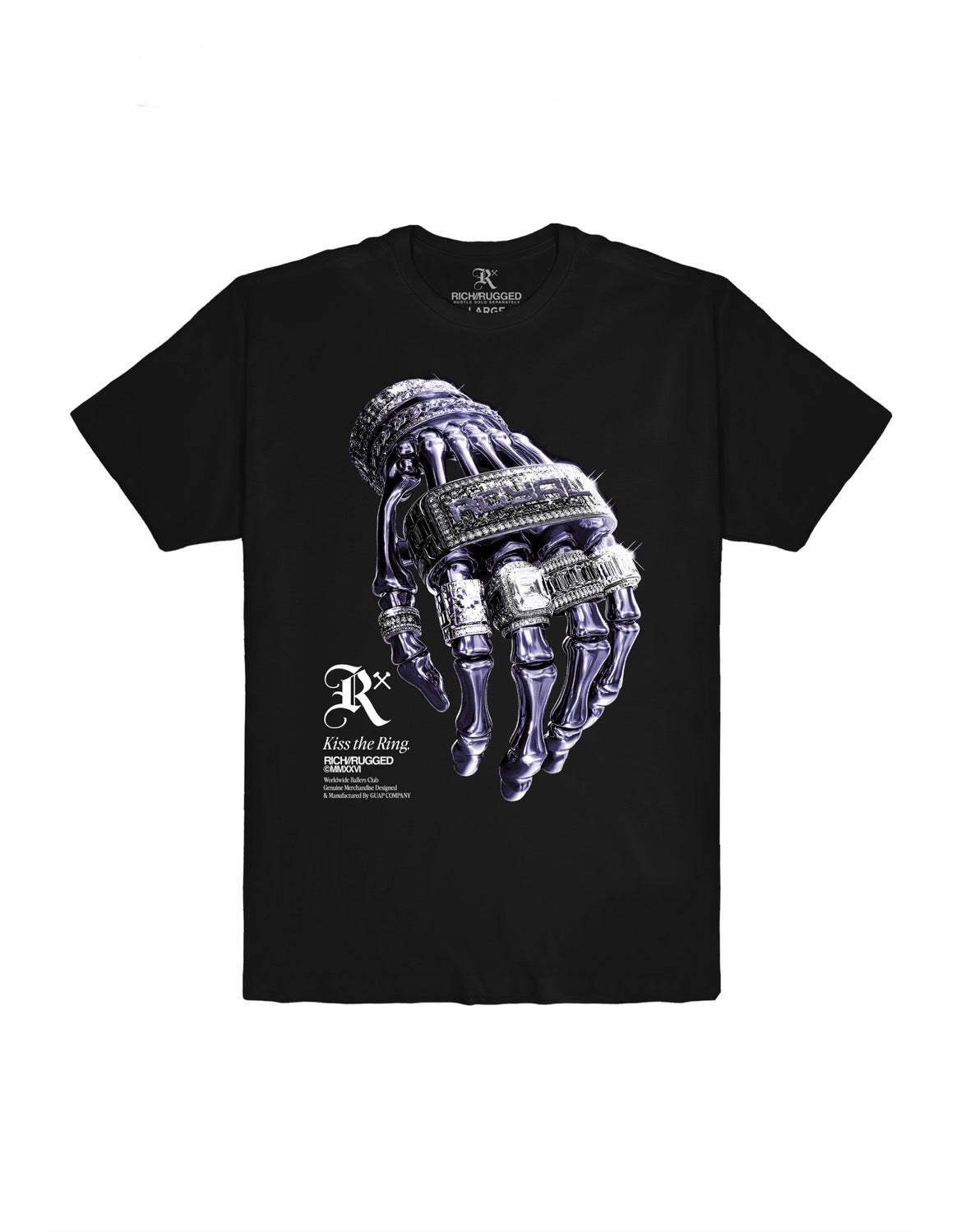 BLACK METALLIC GRAPHIC PRINT T-SHIRT