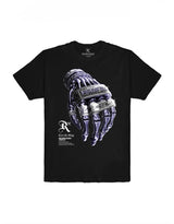 BLACK METALLIC GRAPHIC PRINT T-SHIRT