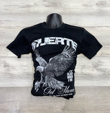 BLACK T-SHIRT WITH GREY EAGLE GRAPHIC PRINT