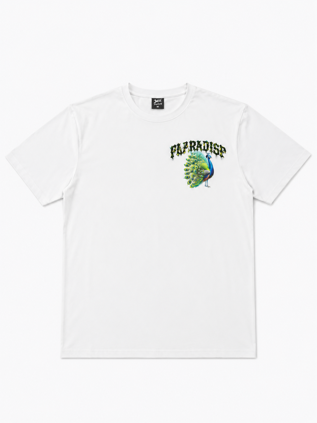 FLY BY POP WHITE PEACOCK GRAPHIC TEE