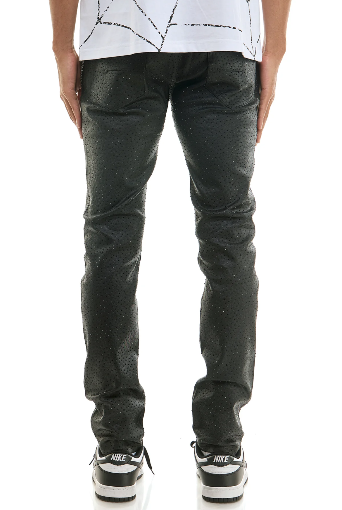 BLACK LUXE PANTS WITH BEADWORK AND CHAIN