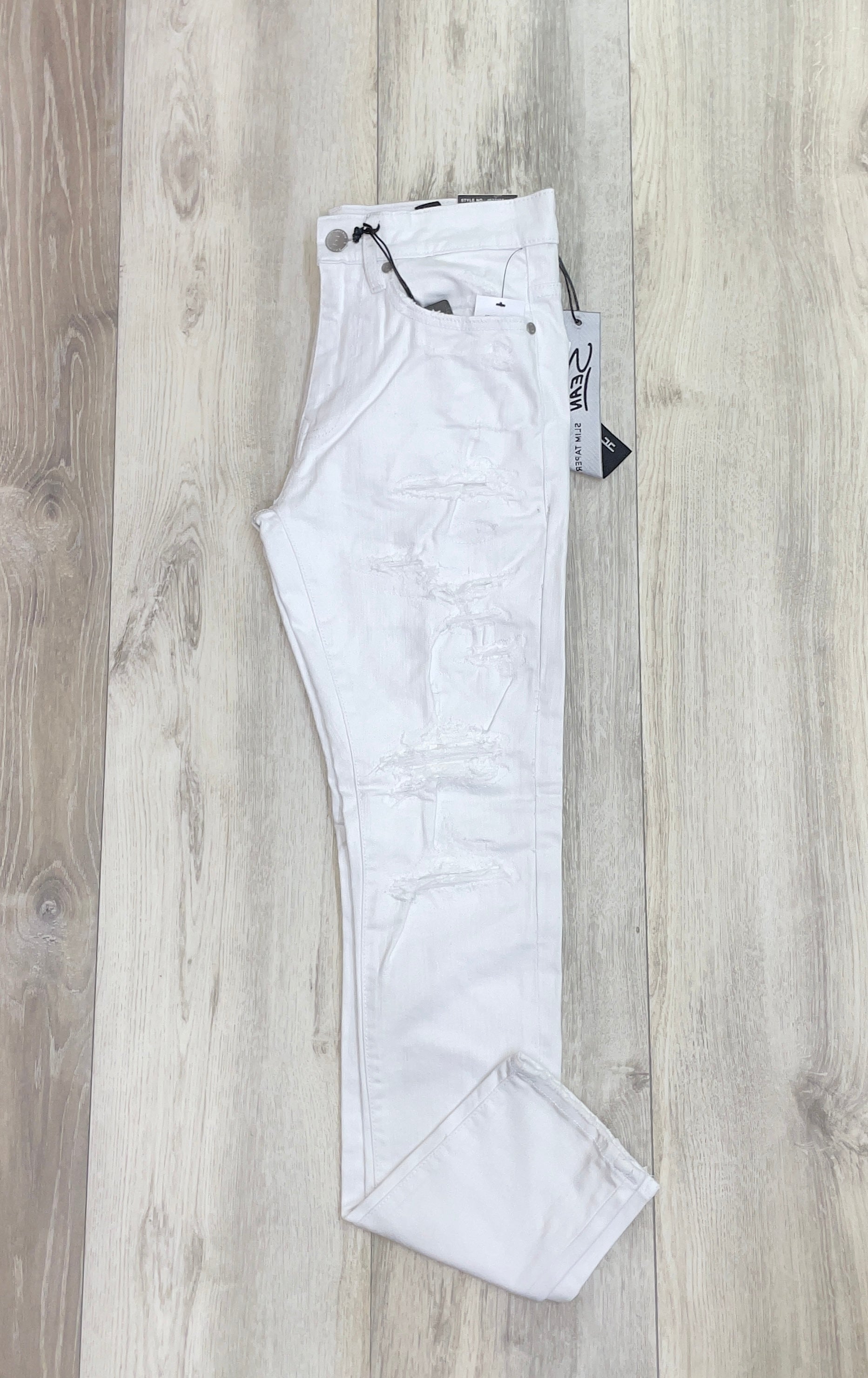 WHITE RIPPED SKINNY JEANS