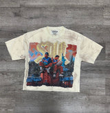 CREAM CROPPED RHINESTONE CITY GRAPHIC T-SHIRT