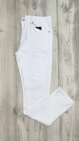WHITE DISTRESSED SKINNY JEANS