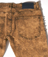 BROWN RHINESTONE DISTRESSED JEANS