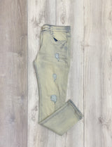 LIGHT WASH DISTRESSED SLIM FIT DENIM JEANS