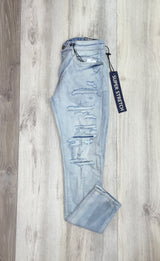 LIGHT BLUE SUPER STRETCH RIPPED JEANS
