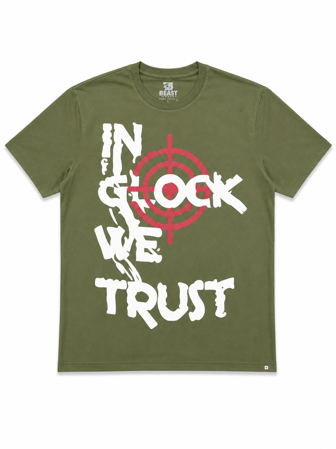 BEAST OLIVE IN GLOCK WE TRUST GRAPHIC T-SHIRT