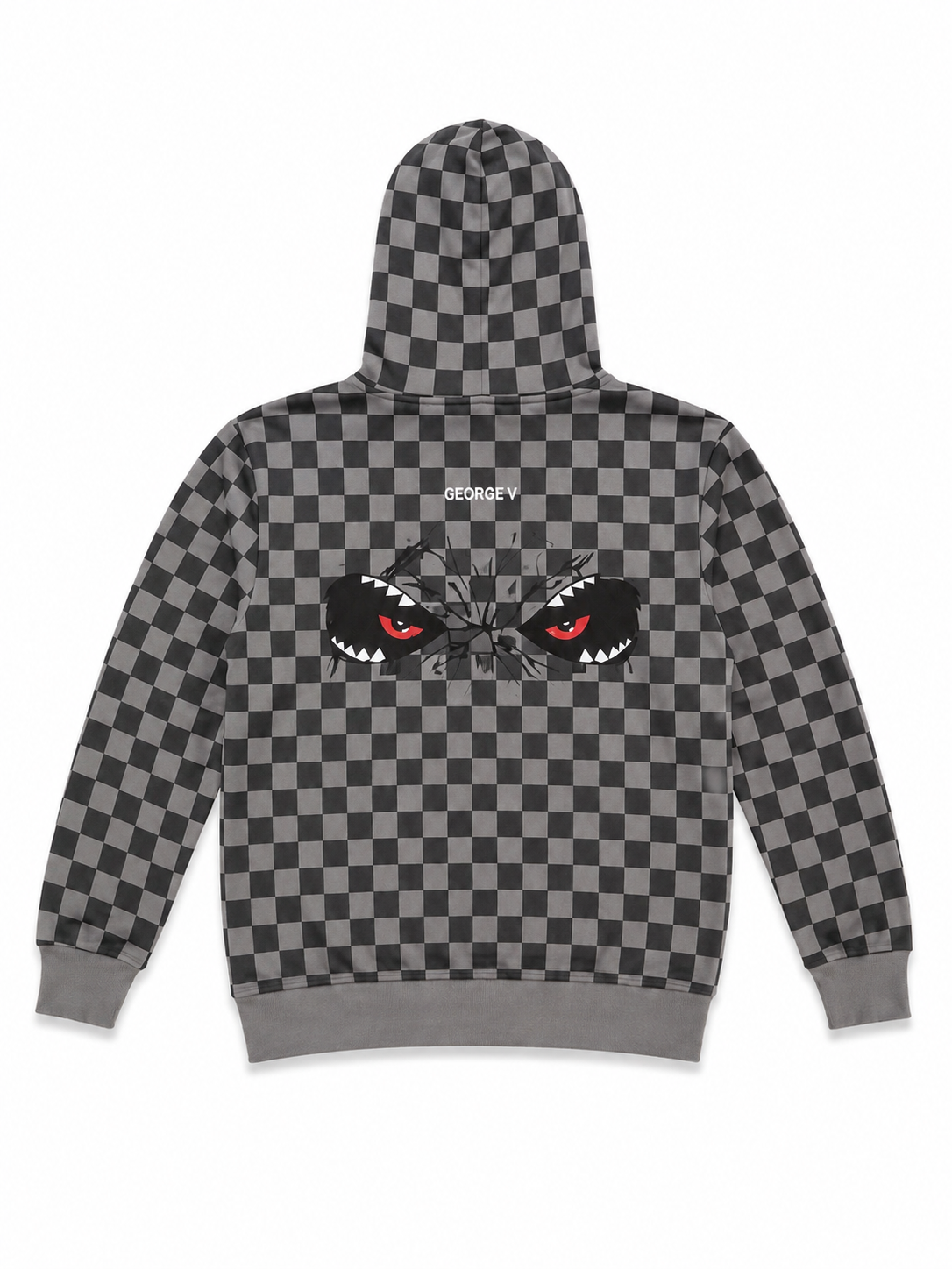 GEORGE V GREY & BLACK CHECKERBOARD SHARK HOODIE
