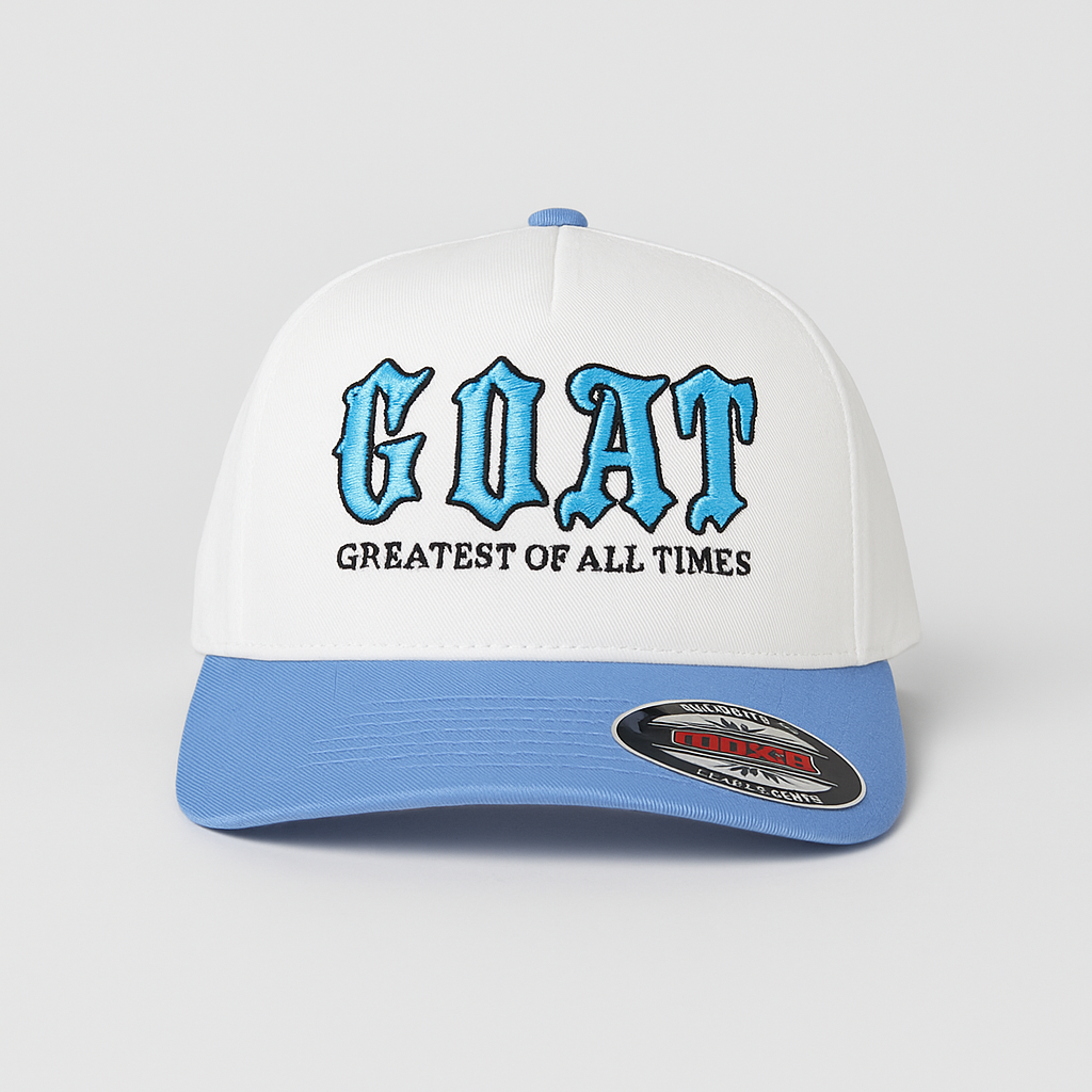 WHITE & BLUE EMBROIDERY CAP