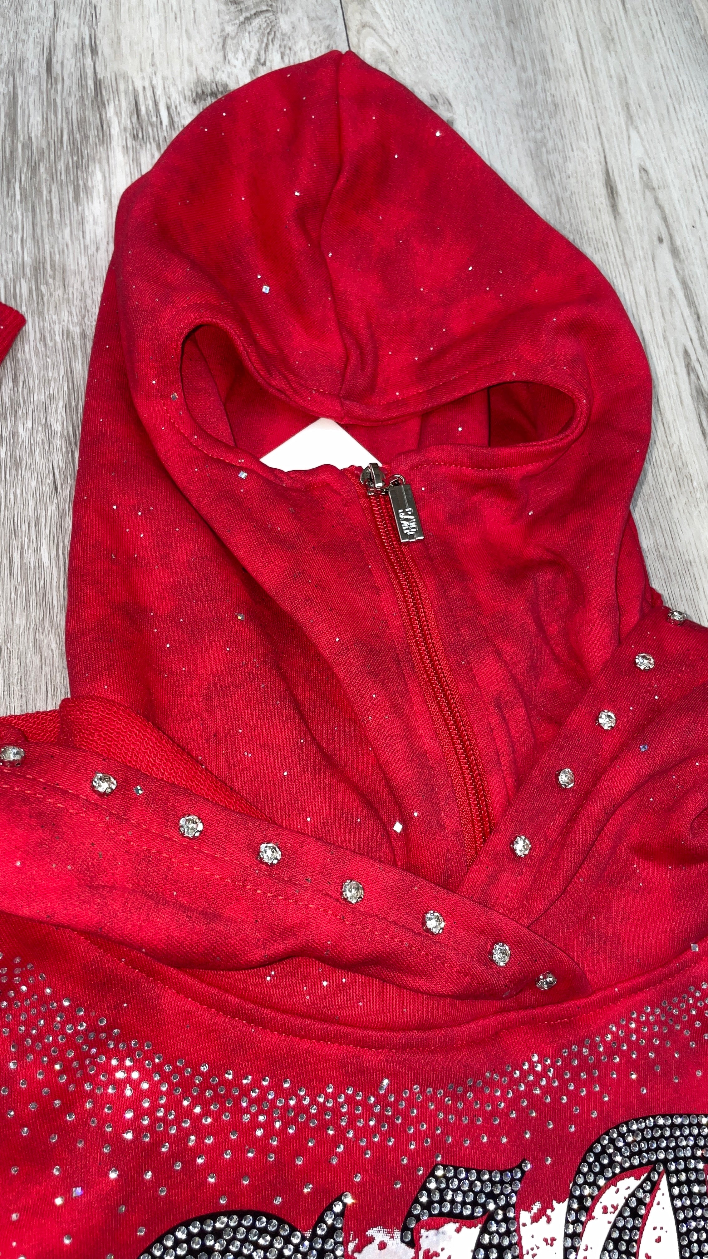 BKYS RHINESTONE GRAPHIC CROPPED HOODIE