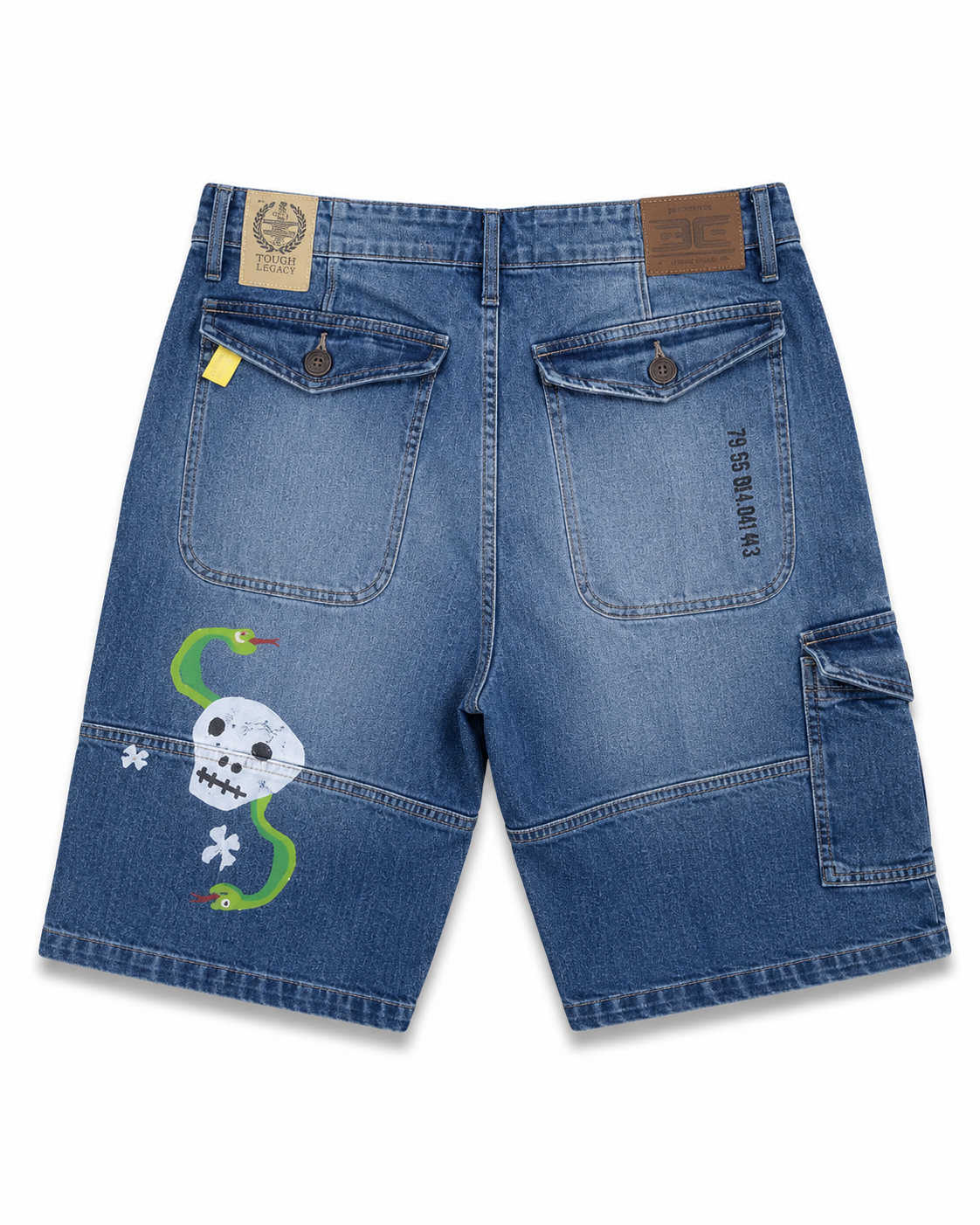 JORDAN CRAIG BLUE PATCH DENIM SHORTS