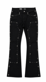 Focus Black Rhinestone Flare Jeans