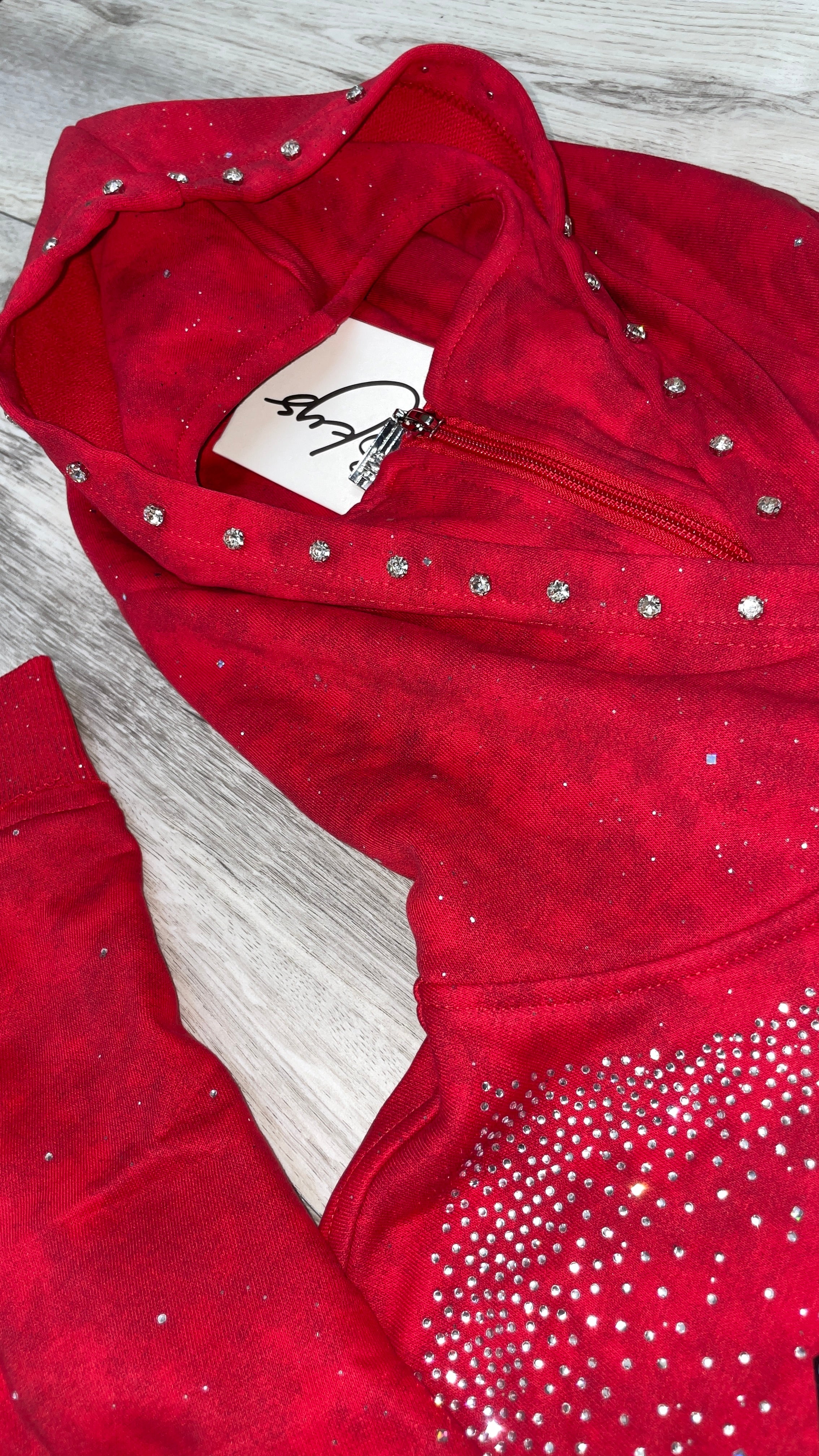 BKYS RHINESTONE GRAPHIC CROPPED HOODIE