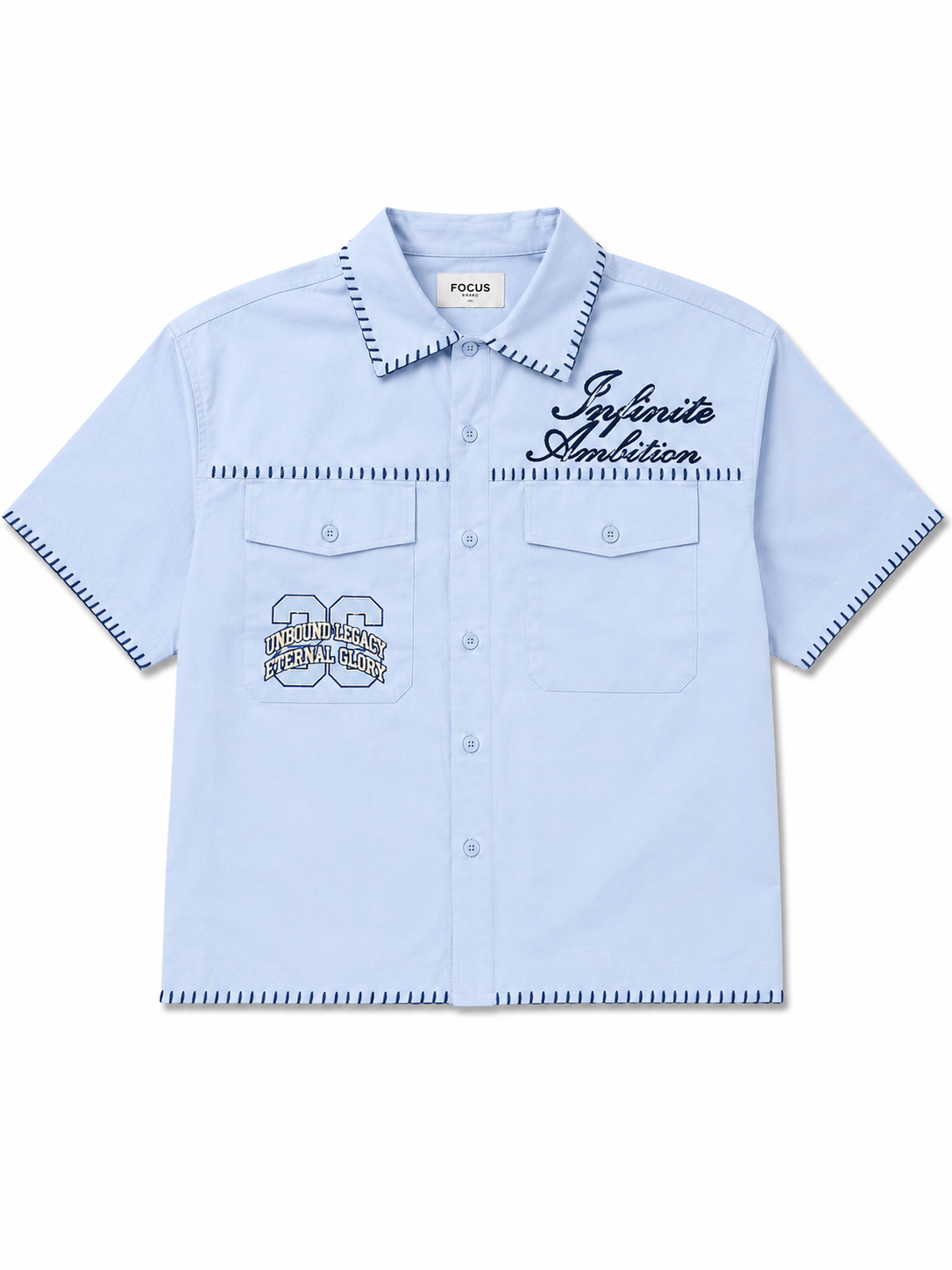 Light Blue Embroidered Button-Up Shirt
