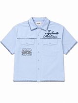Light Blue Embroidered Button-Up Shirt