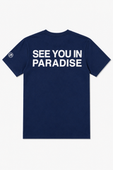 PARADISE NAVY SEE YOU IN PARADISE TEE