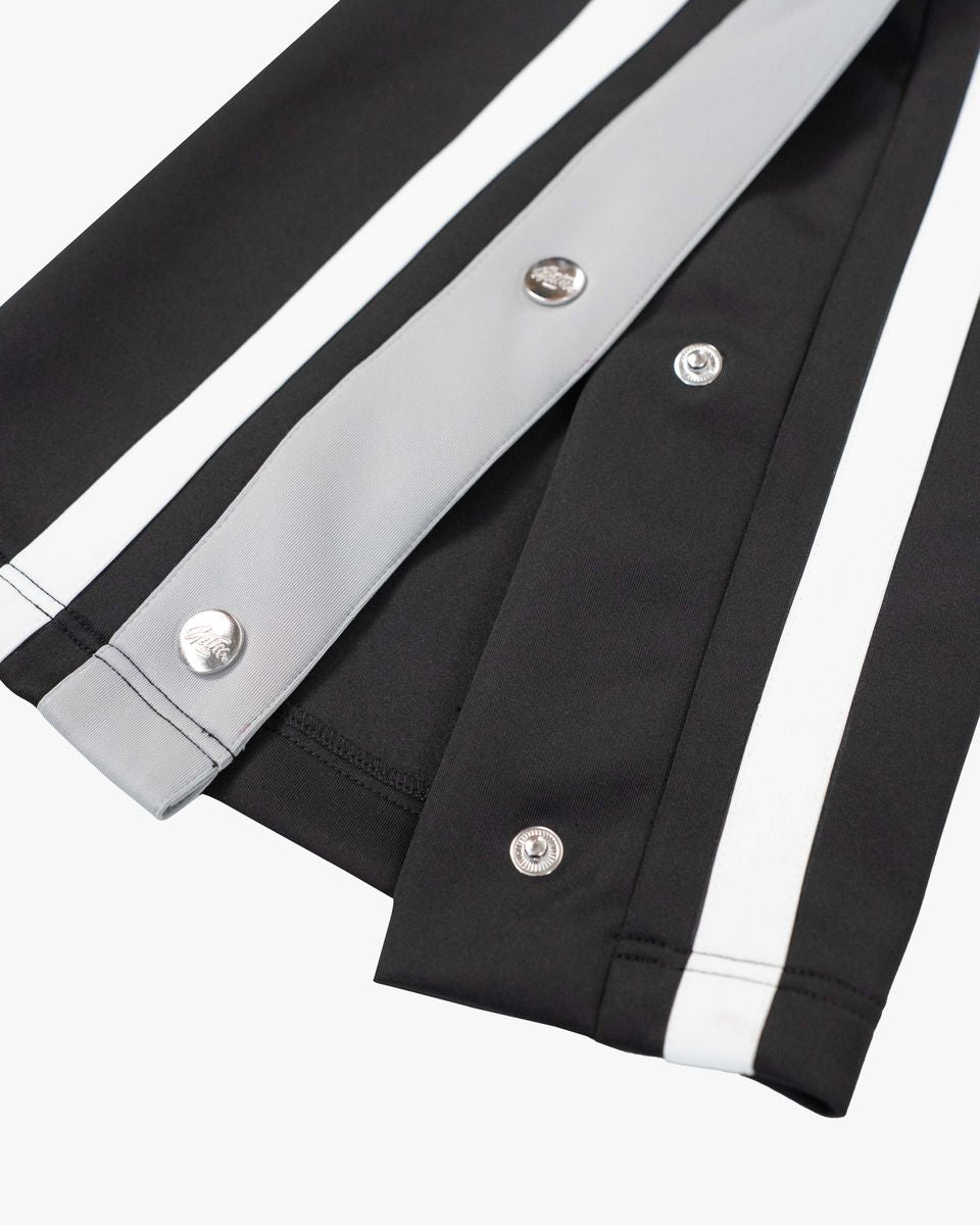 SNAP SIDE STRIPE TRACK PANTS – BLACK