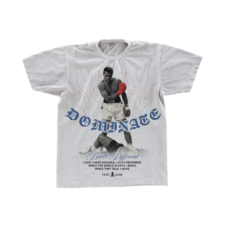 POINT BLANK DOMINATE MUHAMMAD ALI GRAPHIC T-SHIRT – GREY