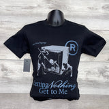 BLACK T-SHIRT WITH LIGHT GRAY PRINT