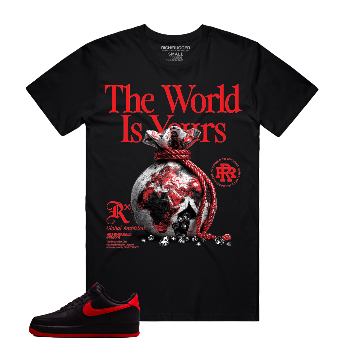 Rich Rugged – The World Is Yours Graphic T-Shirt (Black/Red)