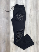 RHINESTONE FLARED SWEATPANTS
