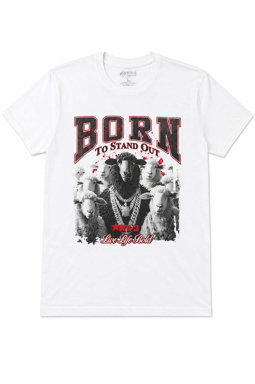 RISA TAKERS – WHITE BORN TO STAND OUT GRAPHIC TEE