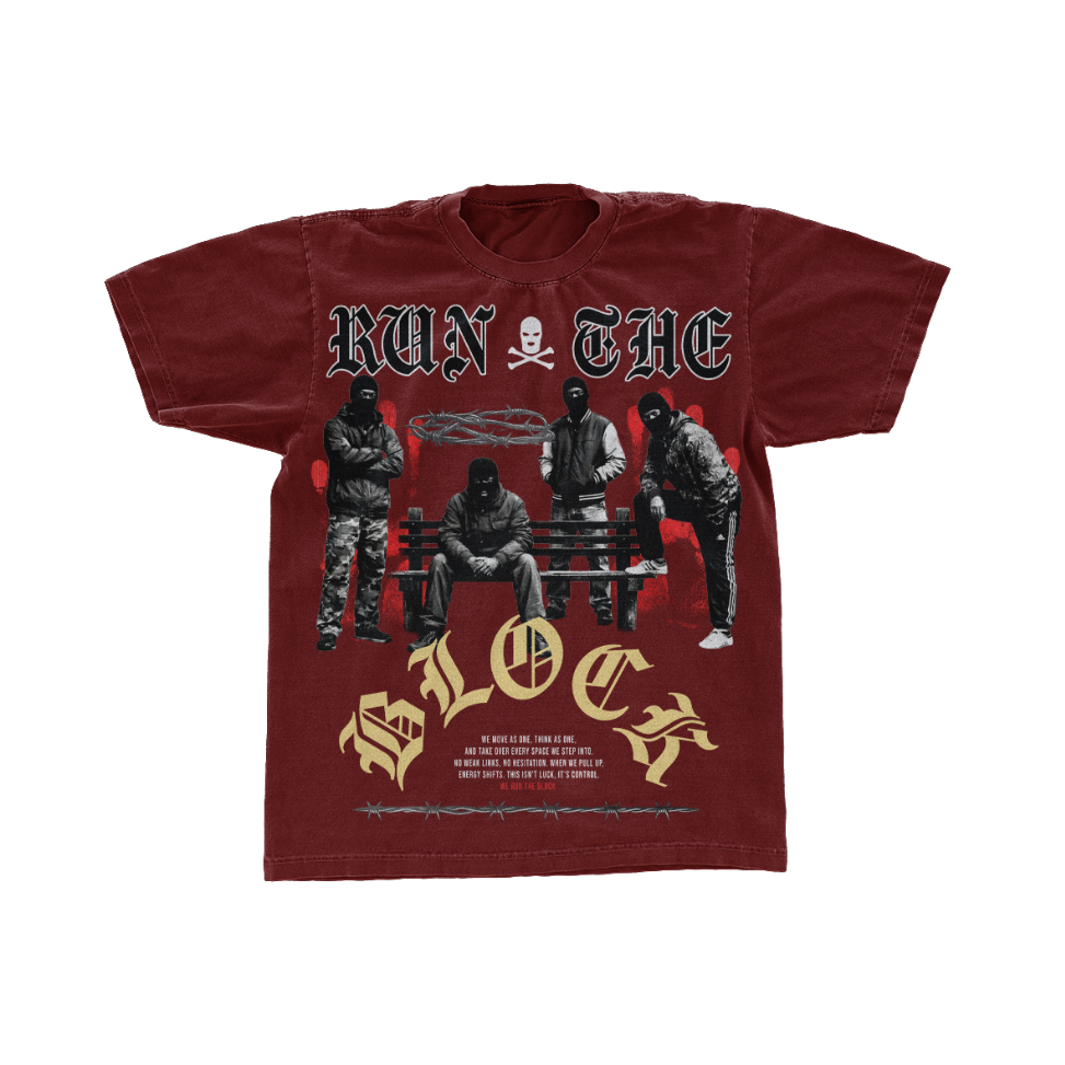 POINT BLANK RUN THE BLOCK GRAPHIC T-SHIRT – BURGUNDY
