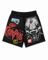 RARE PEACE BLACK CLOWN GRAPHIC SHORTS