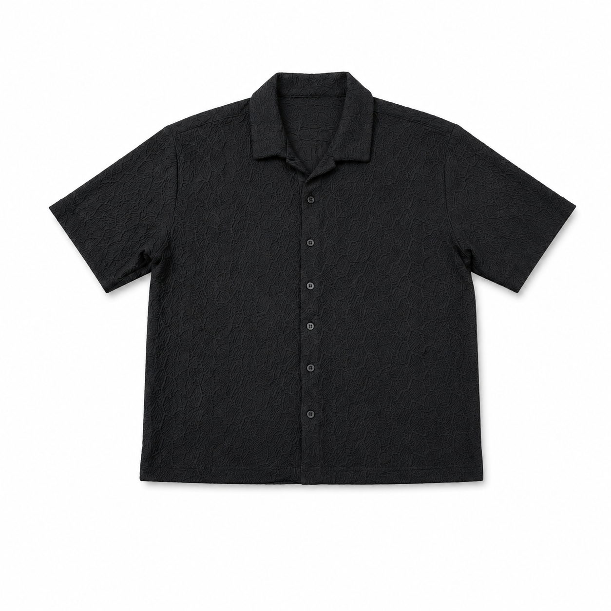 REASON BLACK TEXTURED BUTTON UP SHIRT