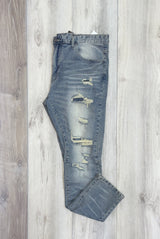LIGHT BLUE RIPPED JEANS